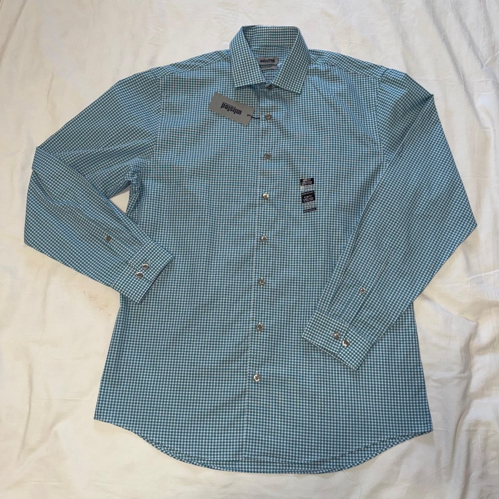 UNLISTED  by Kenneth Cole SLIM FIT  Teal Checkered Shirt SIZE M(15-15 1/2 )